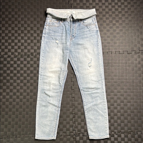 Pistola Blue Straight Jeans with High-Rise Waist and Distressed Look - Picture 1 of 8